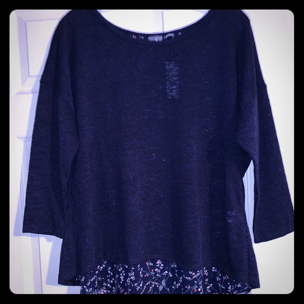 Lightweight sweater w/ peekaboo blouse
